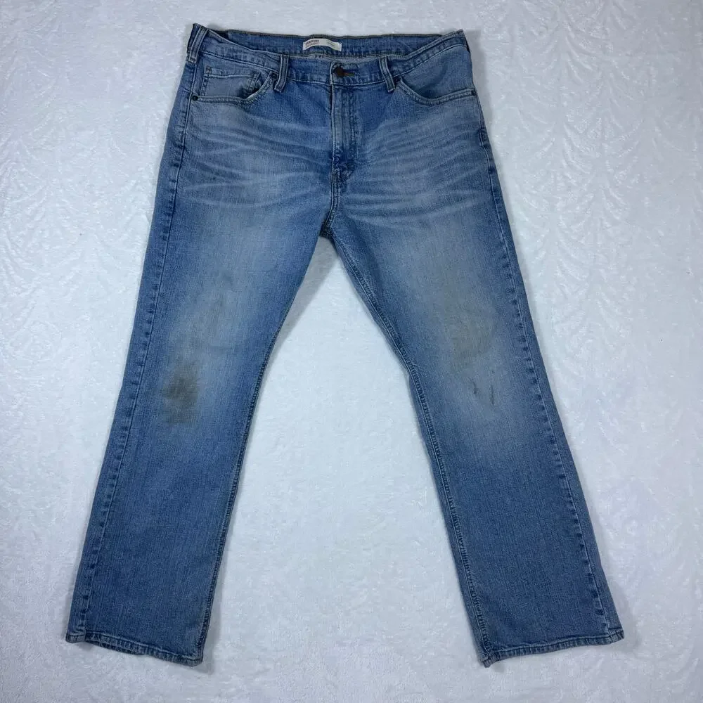 Signature by Levi Strauss Men's W36 L30 Blue Denim Jeans Bootcut Workwear Casual